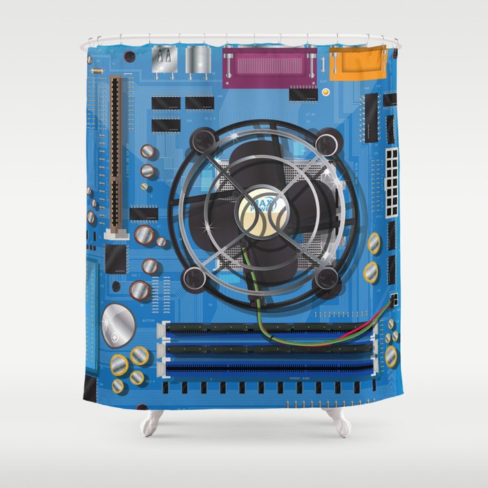 Computer Motherboard Shower Curtain