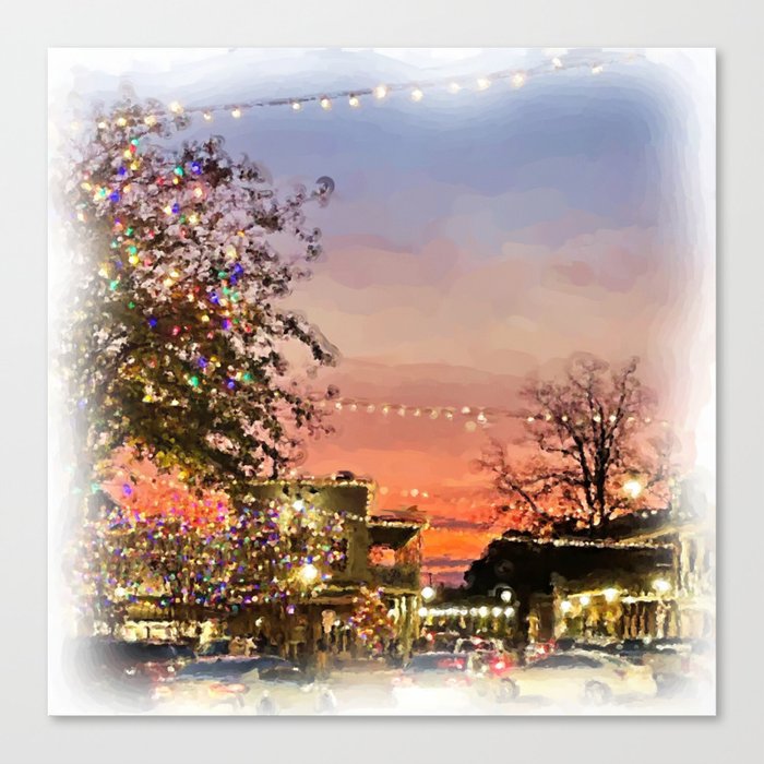 Oxford at Christmastime - Square Canvas Print