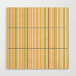 Spring Stripes Vertical Pattern in Light Blush Green Yellow Cream Wood Wall Art