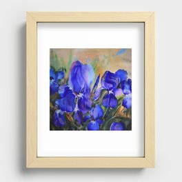 Blue Watercolor Flowers Recessed Framed Print