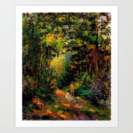 Claude Monet : Autumn Path Through the Woods 1876/1877 Art Print