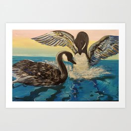 Pastel Geese Art Print | Birds, Canadiangoose, Acrylic, Geese, Painting, Pastel 
