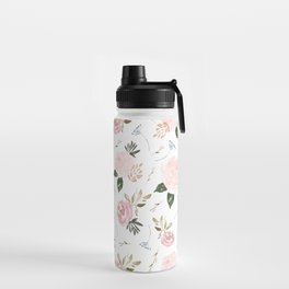 Vintage Floral Blossom - Pink Watercolor Florals Water Bottle