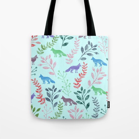 Watercolor Floral & Fox Tote Bag