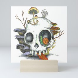 Mushroom Skull with Snail Mini Art Print
