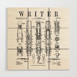 Writer Author Novelist Fountain Pen Bookish Vintage Patent Wood Wall Art