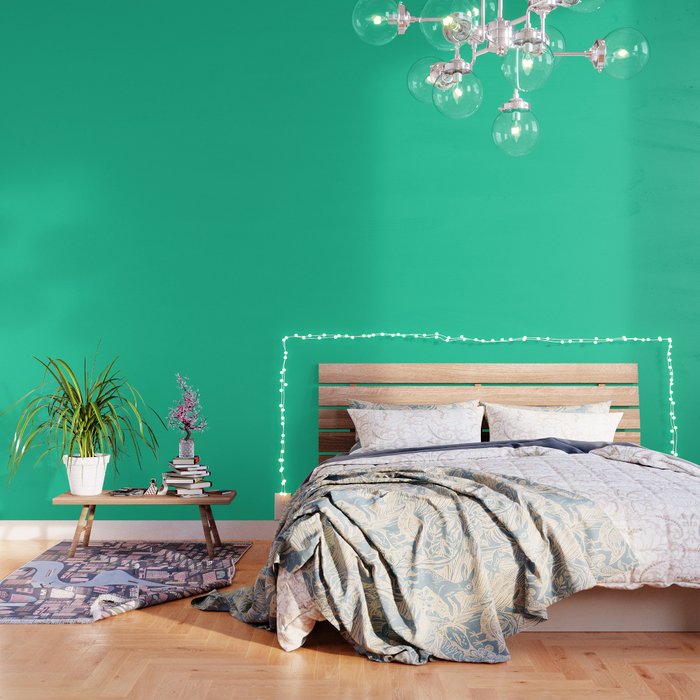 From The Crayon Box Caribbean Green Bright Aqua Green Solid Color Wallpaper By Simplysolids