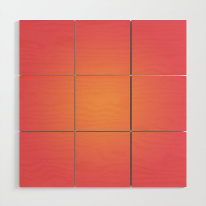 City Sunset Orange And Red Gradient Ombre Abstract Wood Wall Art