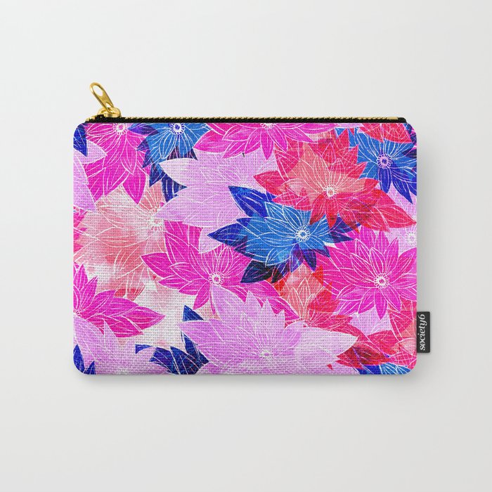 Modern navy blue pink purple watercolor floral Carry-All Pouch