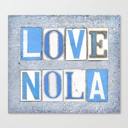 Love NOLA New Orleans Street Sign Tiles Word Art Print Louisiana Cajun French Quarter Canvas Print