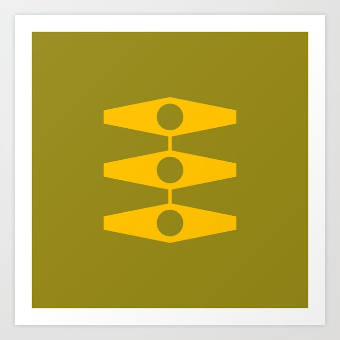 Minimal Eyes in Warm Yellow and Light Olive Art Print
