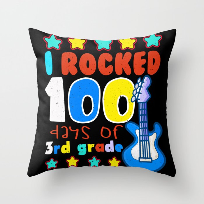 Days Of School 100th Day Rocked 100 3rd Grader Throw Pillow