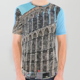 Spain Photography - Aqueduct Of Segovia Under The Blue Sky All Over Graphic Tee