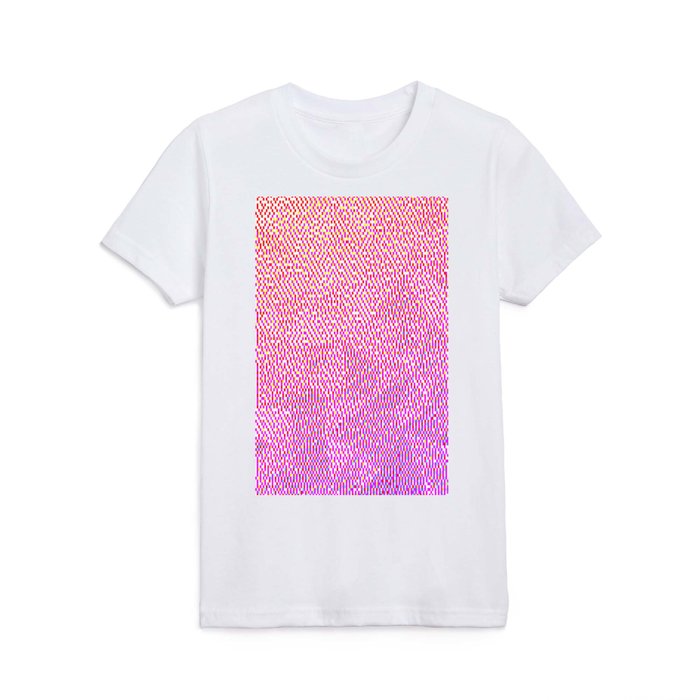 Retro Magenta to Purple Colorful Pixel Noise Abstract Artwork Kids T Shirt