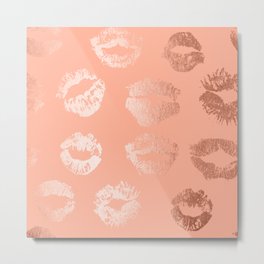 Sweet Life Lips Peach Coral Pink Shimmer Metal Print | Rosegold, Preppy, Trendy, Painted, Shade, Painting, Graphicdesign, Pink, Colors, Simple 