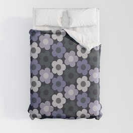 Monochromatic retro floral pattern Duvet Cover