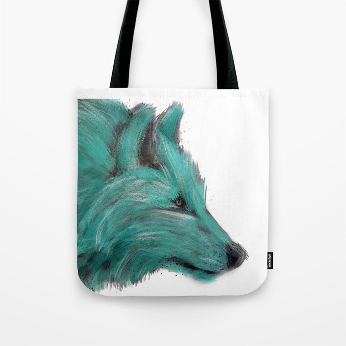Teal Wolf Tote Bag