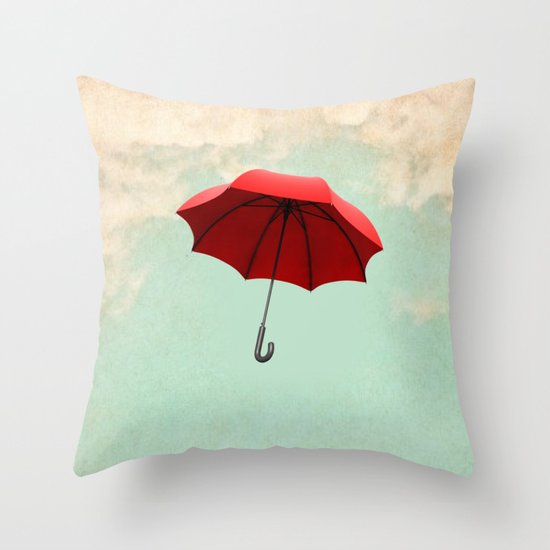 Red Umbrella Throw Pillow