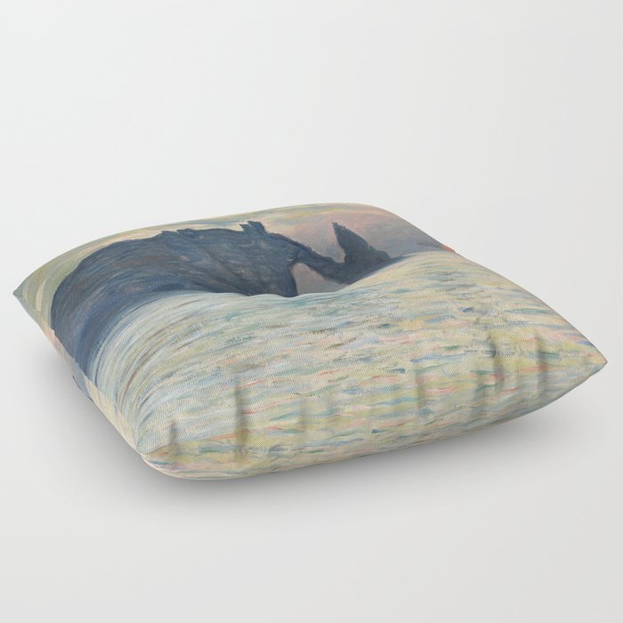Claude Monet - The Cliffs at Etretat Sunset Floor Pillow