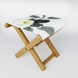 White camellia sumi ink and japanese watercolor painting Folding Stool