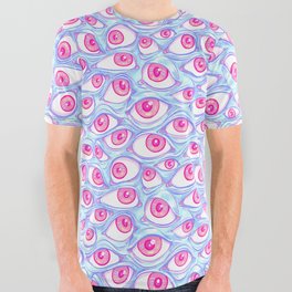 Wall of Eyes in Baby Blue All Over Graphic Tee