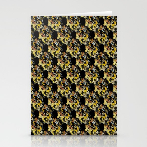 A Swarm Of Vintage Butterflies Nature Pattern On Black Stationery Cards