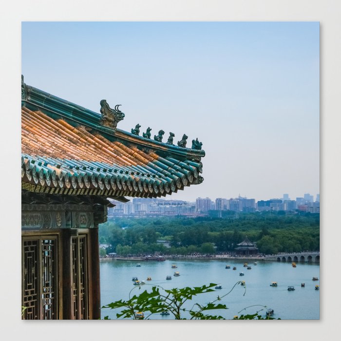 China Photography - Temple Overlooking The Beautiful Lake Canvas Print