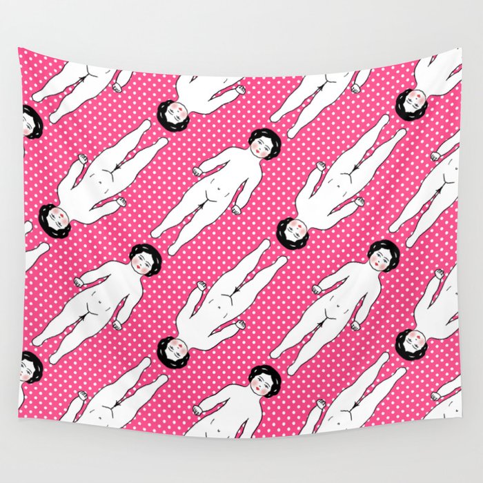 Frozen Charlottes - Hot Pink Wall Tapestry