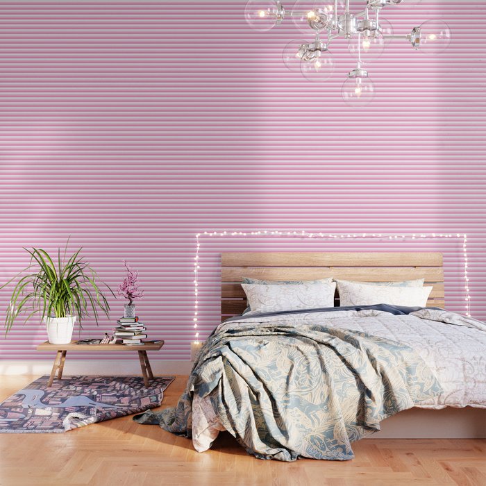 White and Pink Monotone Ombre Stripes Wallpaper by annaleeblysse | Society6