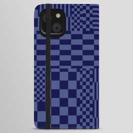 Glitchy Checkers // Navy Blue iPhone Wallet Case