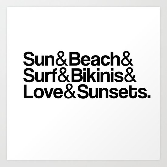 Sun, surf, bikinis Art Print