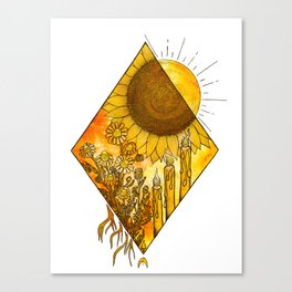 Fire Element, Sunflower, Witchy Art, Watercolor Art, Candles Canvas Print