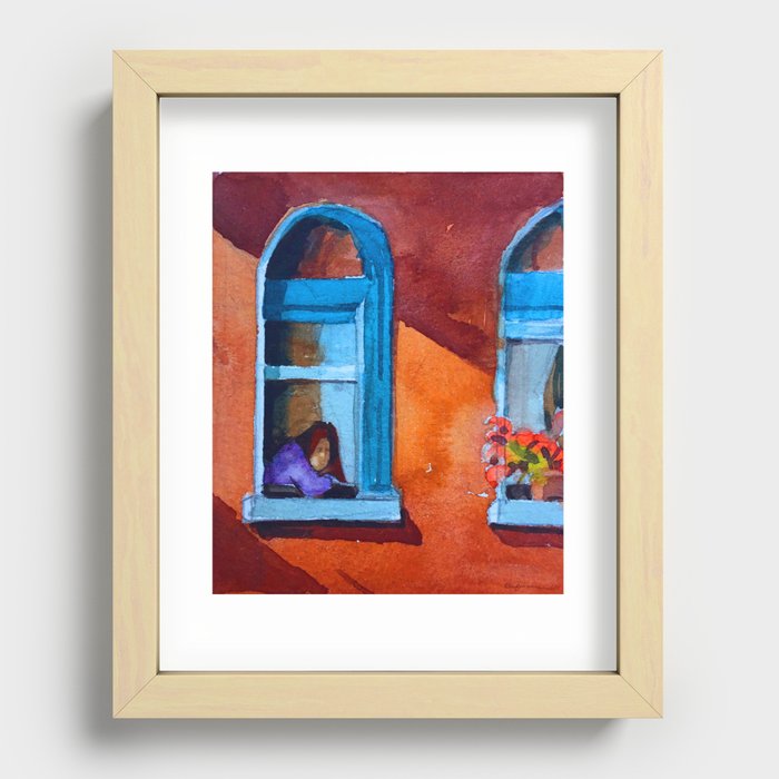 Looking Out A Window Recessed Framed Print