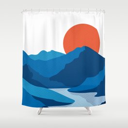 Minimal Japanese Mountain Range Shower Curtain