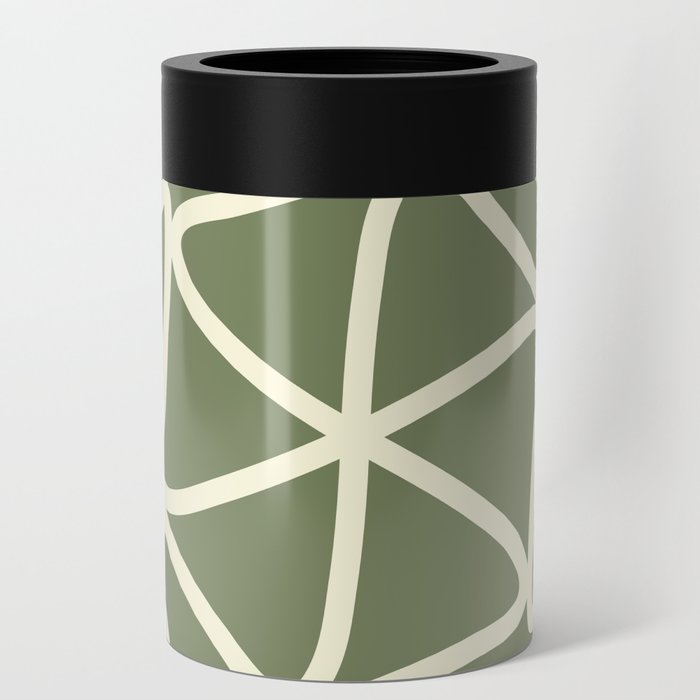 Abstract Mid Century lines pattern -  Green Can Cooler