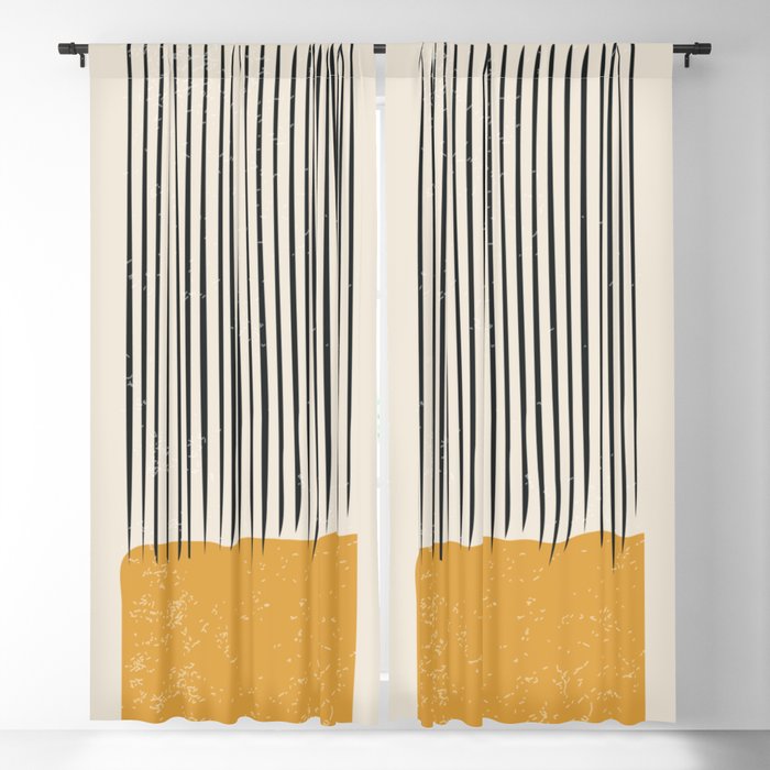 Mid Century Modern Minimalist Rothko Inspired Color Field With Lines Geometric Style Blackout Curtain Blackout Curtain