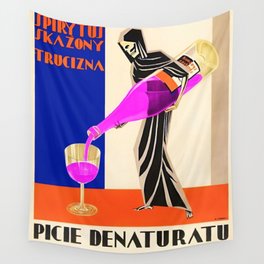 Vintage 1930 Drinking Absinthe Causes Death Alcoholic Beverage Advertising Poster /  Posters Wall Tapestry