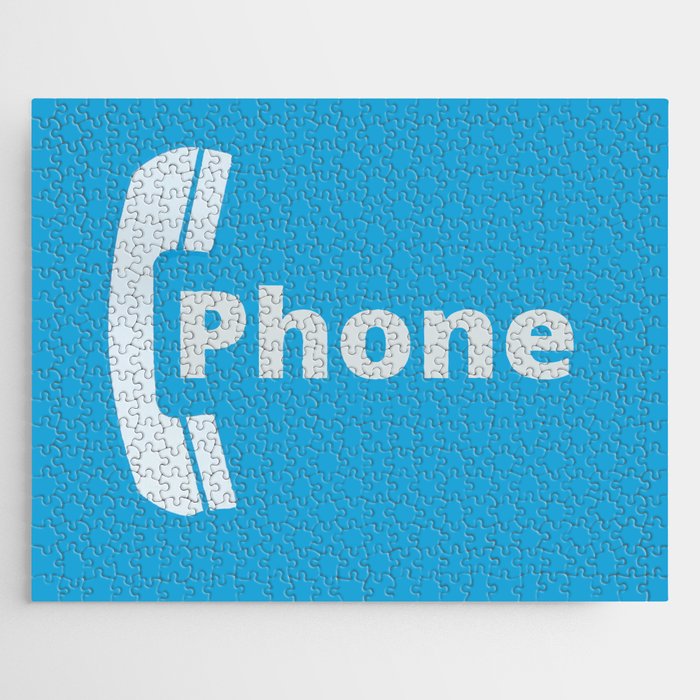 Vintage Pay Phone Booth Old School Retro Telephone Blue Sign Jigsaw Puzzle