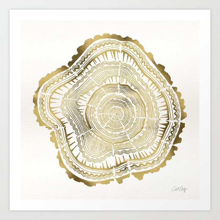 Gold Tree Rings Art Print
