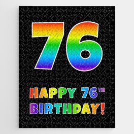 [ Thumbnail: HAPPY 76TH BIRTHDAY - Multicolored Rainbow Spectrum Gradient Jigsaw Puzzle ]