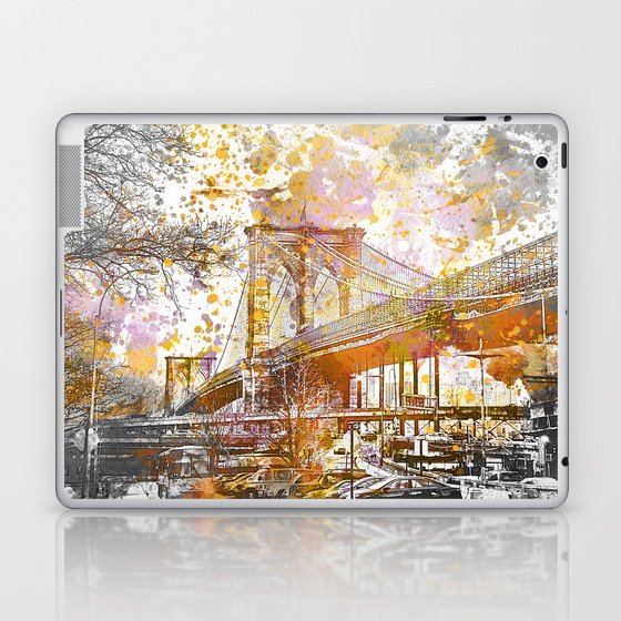 Brooklyn Bridge New York Mixed Media Art Laptop & iPad Skin
