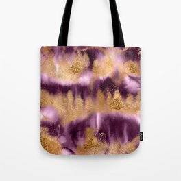 Purple Magenta And Gold Watercolor Texture Tote Bag