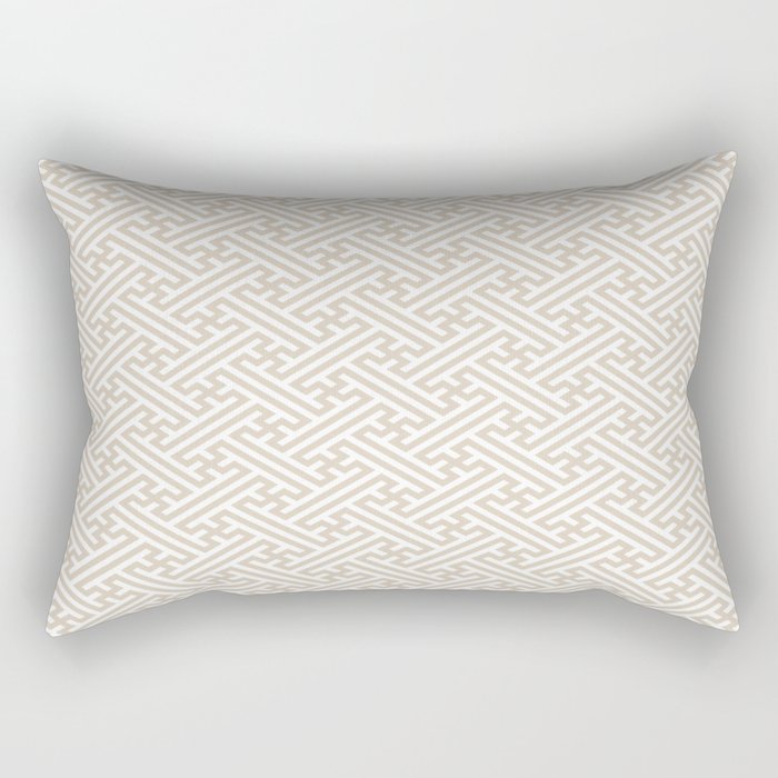 Sayagata - Japanese Traditional Pattern - Ivory & White Rectangular Pillow