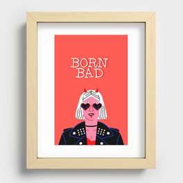 Born bad funny devil woman rocker girl print cartoon Recessed Framed Print