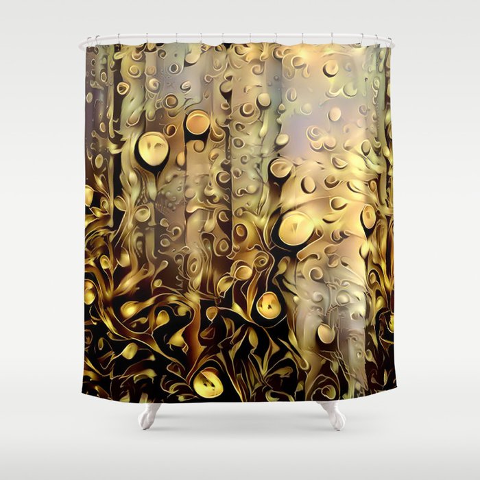 Original Drop Gold Art Collection Shower Curtain