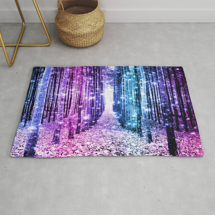 Magical Forest : Aqua Periwinkle Purple Pink Ombre Sparkle Rug