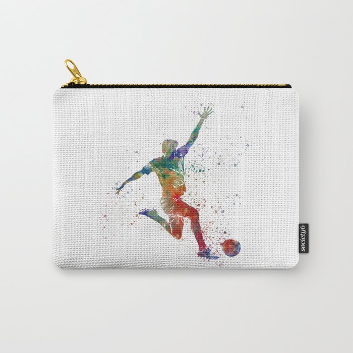 Soccer player kicking in watercolor Carry-All Pouch