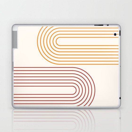 Geometric Lines Rainbow 12 in Terracotta Gold Beige Laptop & iPad Skin