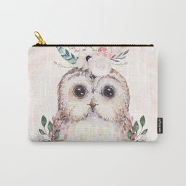 Forest Owl Floral Pink by Nature Magick Carry-All Pouch