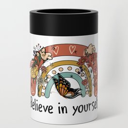 Believe In Yourself Floral Rainbow Can Cooler